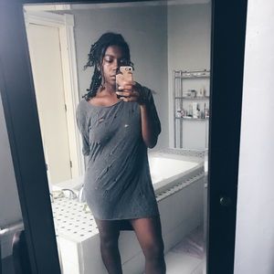 Grey Distressed Shirt Dress